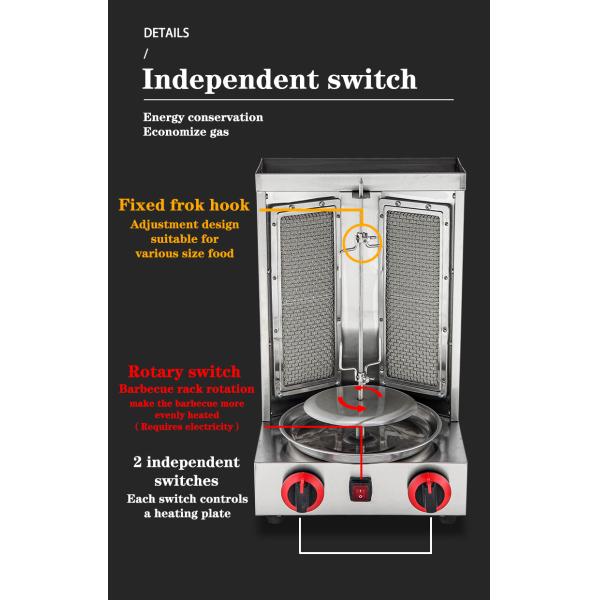 Автоматический вращающийся газовый тип LPG/NG Doner Kebab Machine Chicken Shawarma Grill Machine