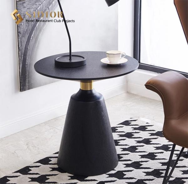 ODM 60cm Round Solid Wood Movable Coffee Table For Hotel Club