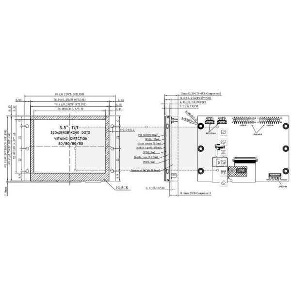 3.5 дюймовый LVDS TFT LCD экранный модуль 320*240 отрицательный цвет TFT LCD панель