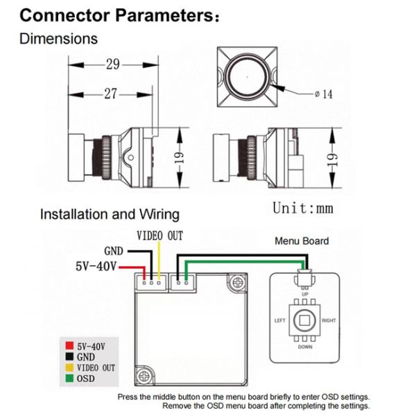 1800TVL Mini FPV Camera Black Light Night Version Camera NTSC/PAL Switchabl