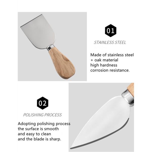 Oak Handle Stainless Steel Cheese Knife Set Kitchen Cake Knife And Spatula Set