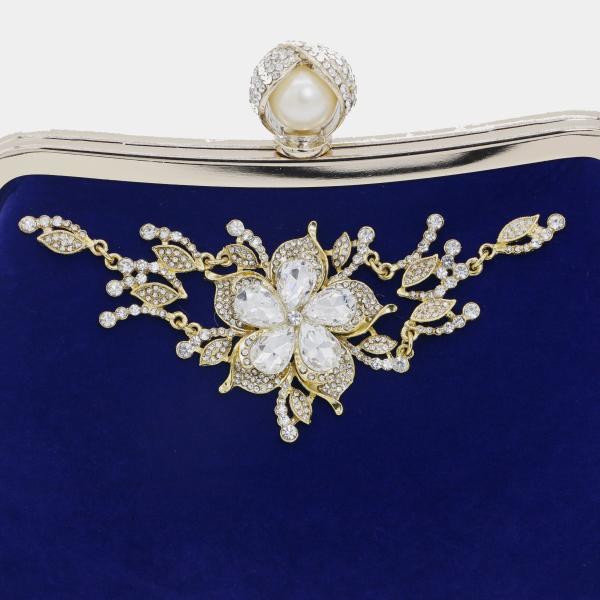 OEM ODM Velvet Black Blue Evening Clutch Handbag For Lipsticks Cosmetics