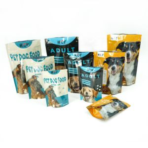 Customized Color Salad Packaging Plastic Bag Resealable Ziplock Pet Food Stand Pouch Mylar Bag Cat Dog Food 1kg 25kg
