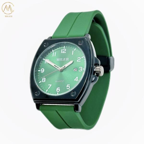 Saling chaud simple classique décontracté Black Bezel Quartz Poignée de poignet avec la sangle de silicone