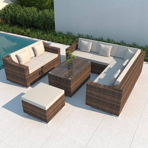 100% Polyester Fabric Outdoor Wicker Sofa Oem Garden Furniture Corner Sofa