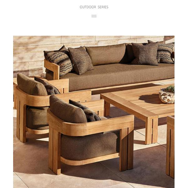 Nordic Morden Teak Wood Garden Sofa And Table Leisure Chair Set Outdoor Furniture