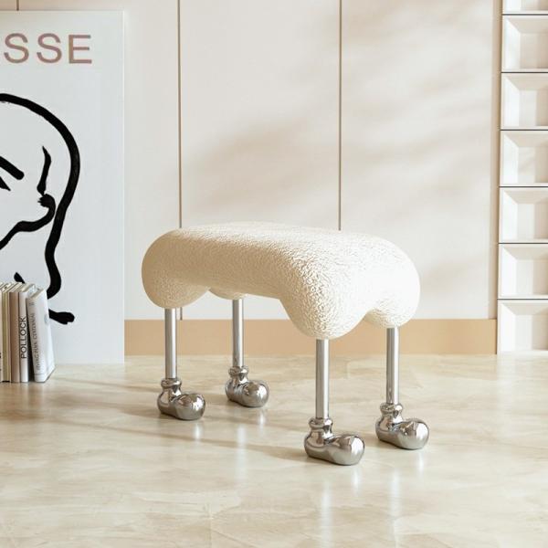 Velvet Star Hotel Bed End Stool Cream Style Dog Stool