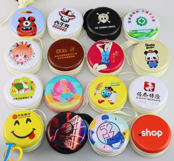 Custom logo branded item 2018 Christmas promotional gifts zipper closure tin wallet small mini metal tinplate coin box