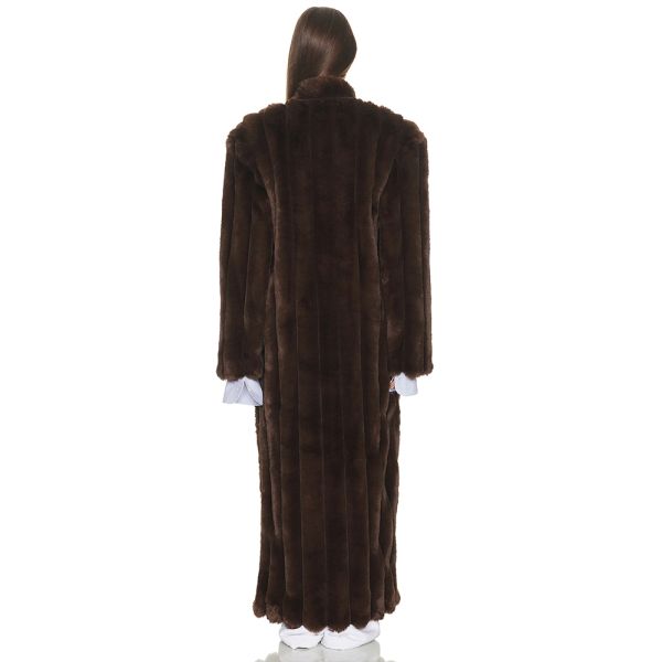Brown Streak Substantially Oversized Long Fluffy Faux Fur Coat
