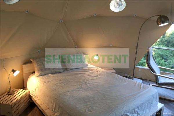 Green Color Glamping Dome Tent PVC Cover With A Big Transparent Window