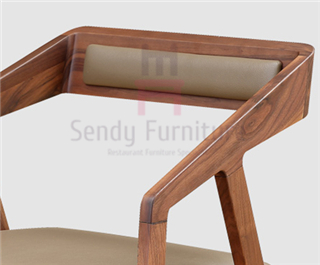 Geometry Oak Wood Upholstered Dining Chairs Commercial Wood Chairs 60 Degree Armrest