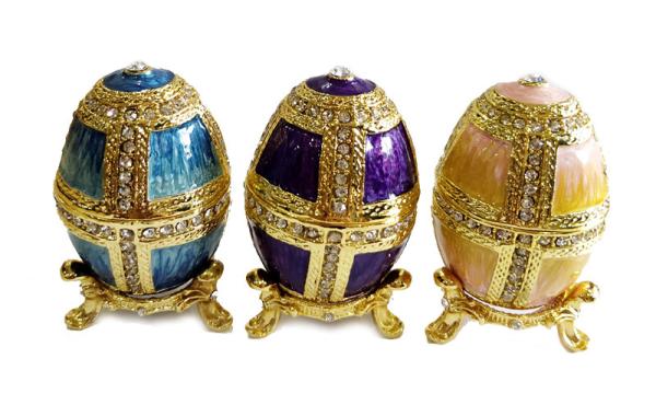 Hollow Faberge Egg Jewelry Easter Egg Trinket Box Crafts Russian Easter Metal Rhinestones Faberge Egg Jewelry Box