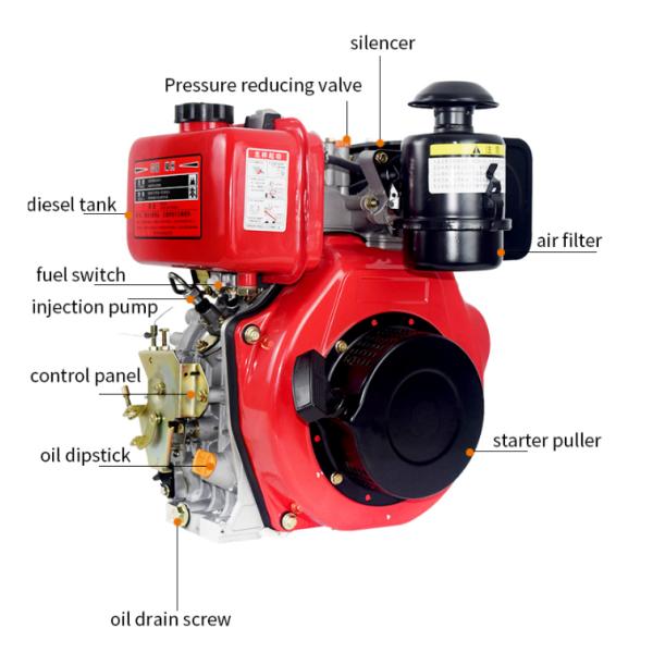 12hp 246cc Single Cylinder Air Cooled Mini Diesel Engine for Food Beverage Shops