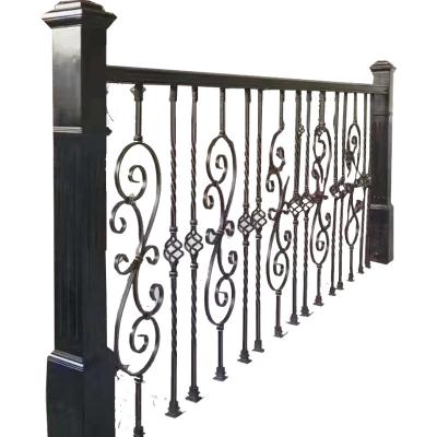 Outdoor Modern Black Metal Handrails Residential Stair Railing Balustrade Powder Coating