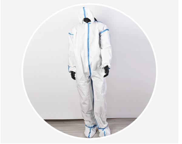 Chemical Industrial Workers Clothing Taped Seam Microporous Coverall with 3 Piece Hood