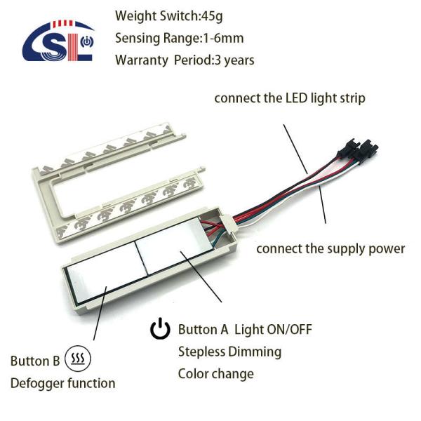 Smart LED On/Off Dimmer Function for Bathroom Vanities Mirror SL 12v 12W-60W Split Two Buttons
