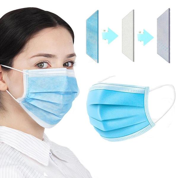 3 Ply Non Woven Face Mask Anti Coronavirus For Isolating Bacteria  / Dust
