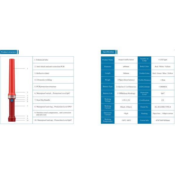 JACKWIN L8960 Series LED Marshalling Wands Traffic Baton for Airport,Traffic Safety Signal Control