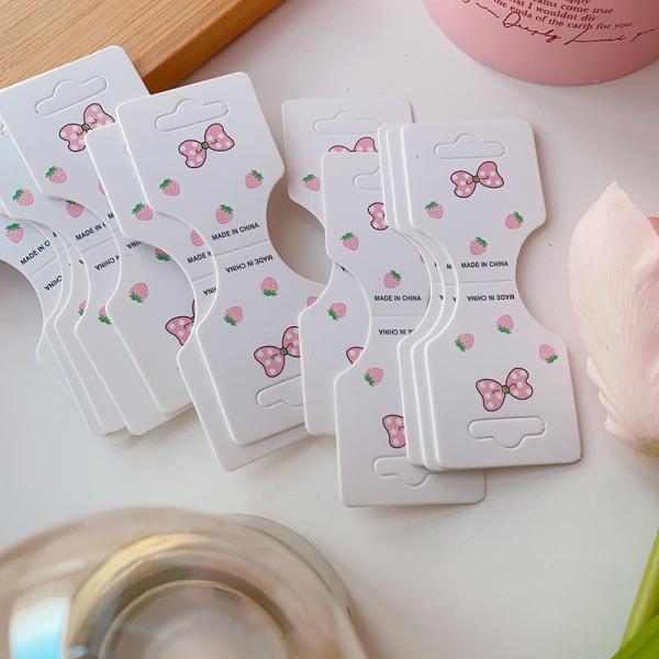 Strawberry Bow Hair Tie Display Cards 100pcs Bulk Pack