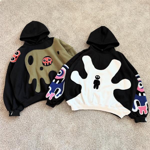 Custom Chenille Patch Thick Hoodie Heavyweight Pullover Sweatshirts Oversized Towel Chenille Embroidery Hoodies For Men