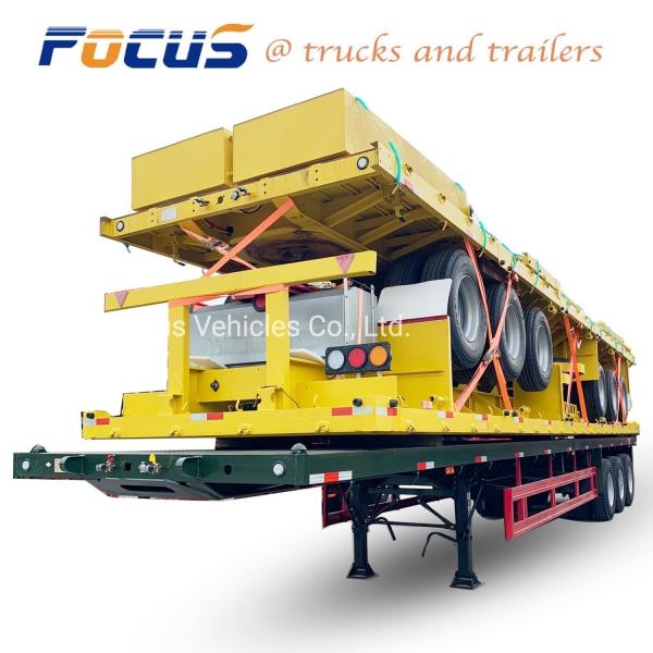 Dual Tyres Mechanical Suspension Flatbed Container Semi Trailer to Transport ISO Tank Container or Bulk Cargo