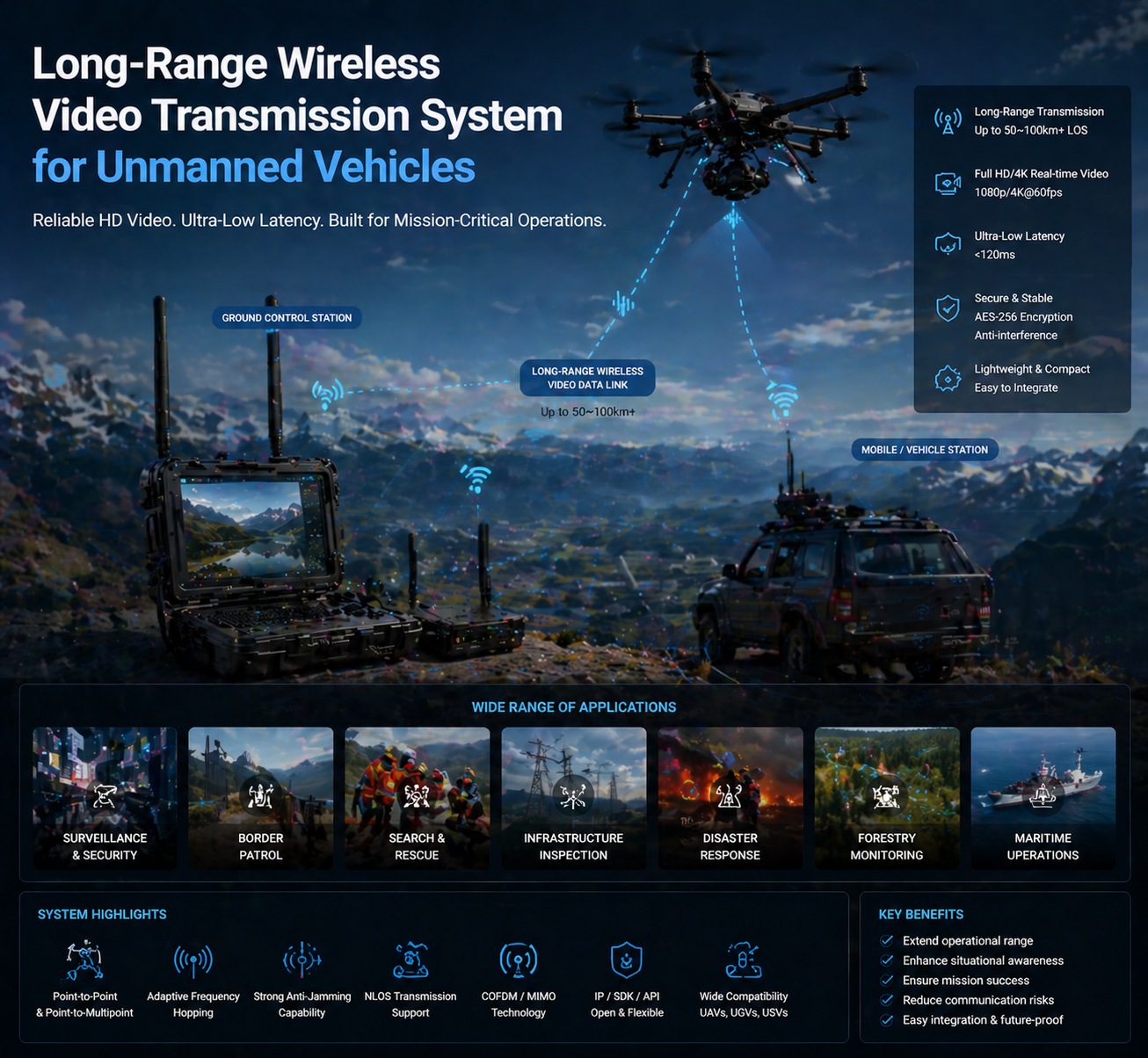 Long-Range Wireless Video Transmission System for Unmanned Vehicles