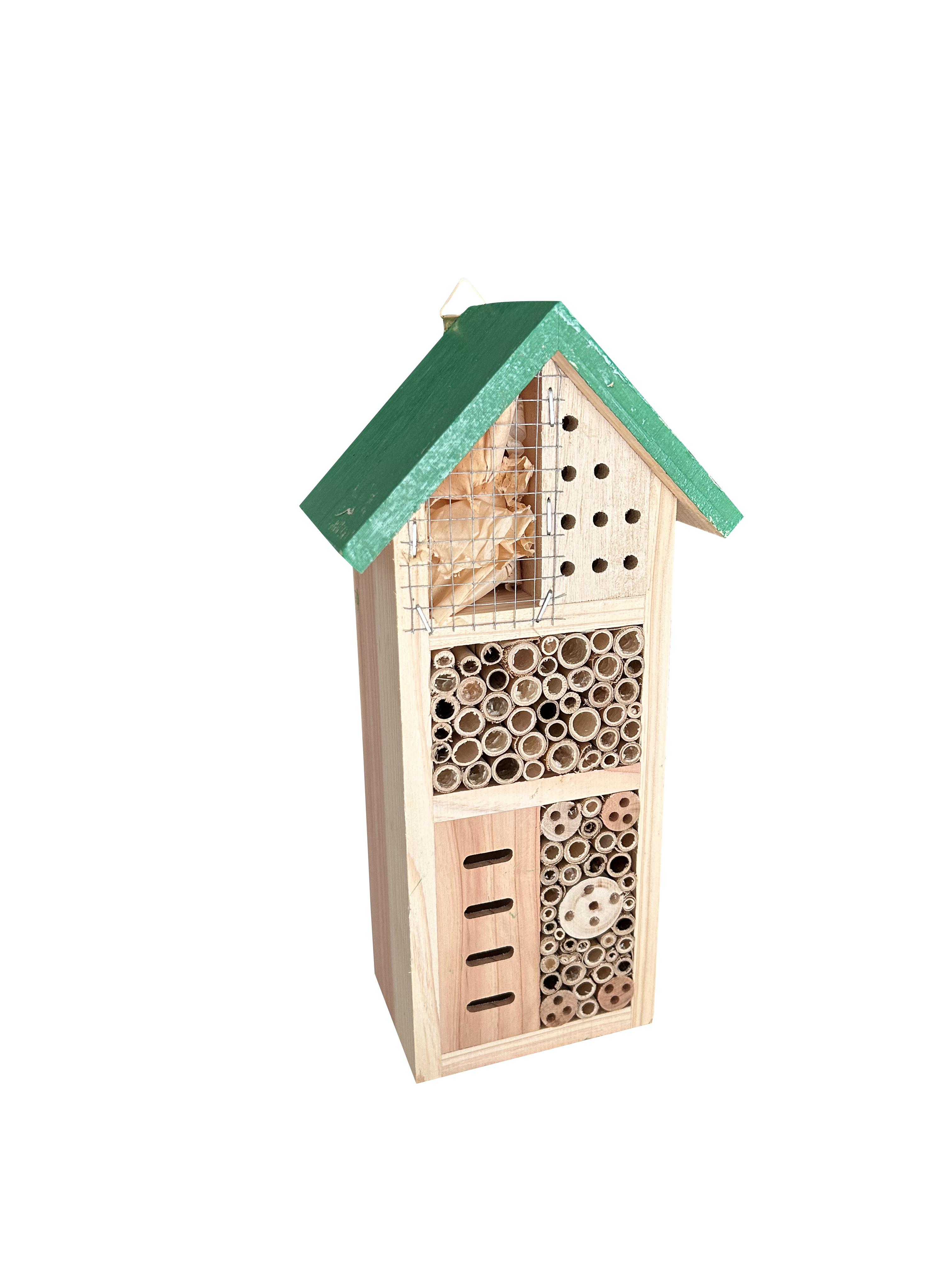 Outdoor Hanging Bee Hotel Insect House, Natural Bamboo Tube Bee Nest Pollinator Habitat for Garden