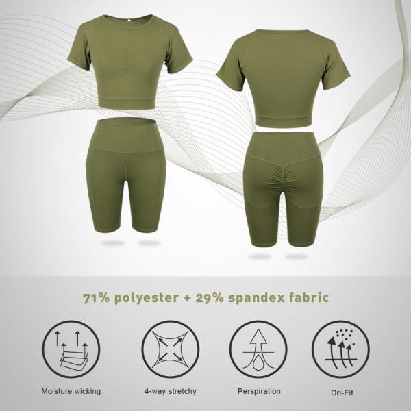 Conjunto de yoga sem costura para mulheres camisas de corrida e calções