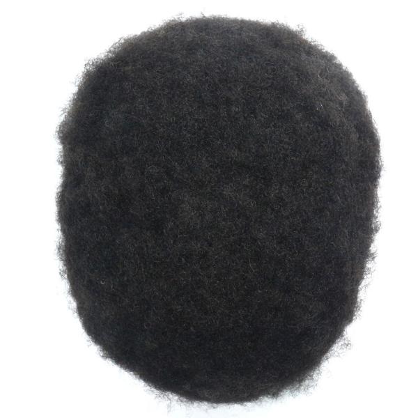 4mm 6mm 8mm 10mm 12mm 15mm Small Curl Afro Toupee for Black Men with Poly Skin Base 100% Human Hair