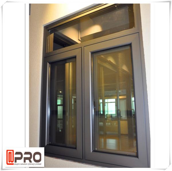 Grey Modern Aluminum Casement Windows Sound And Heat Insulation grey aluminium casement window