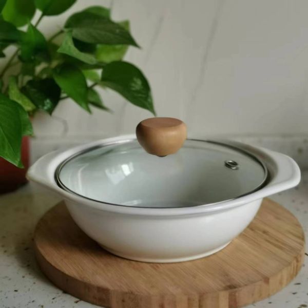 Glass Lid Kitchen Cook Pots Enamel Carbon Steel Cookware Sets 16cm 18cm 20cm 22cm 24cm