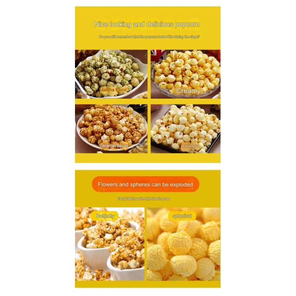 1.5KW Power Stainless Steel Tempered Glass Popcorn Maker Machine for Snack Production