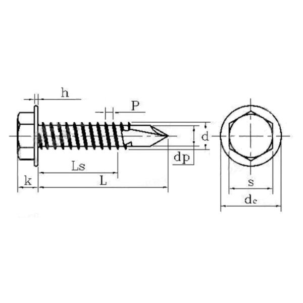 DIN7504K Self Tapping Stainless Steel Screws For Metal 316 Hex Washer Head