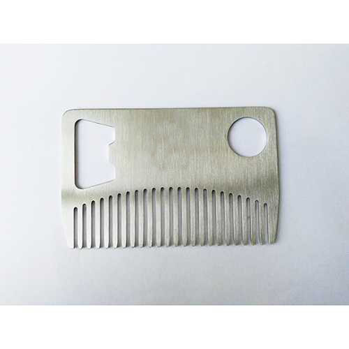 Custom cool innovative men gift, engrave logo stainless steel credit card size wallet beard comb bottle opener
