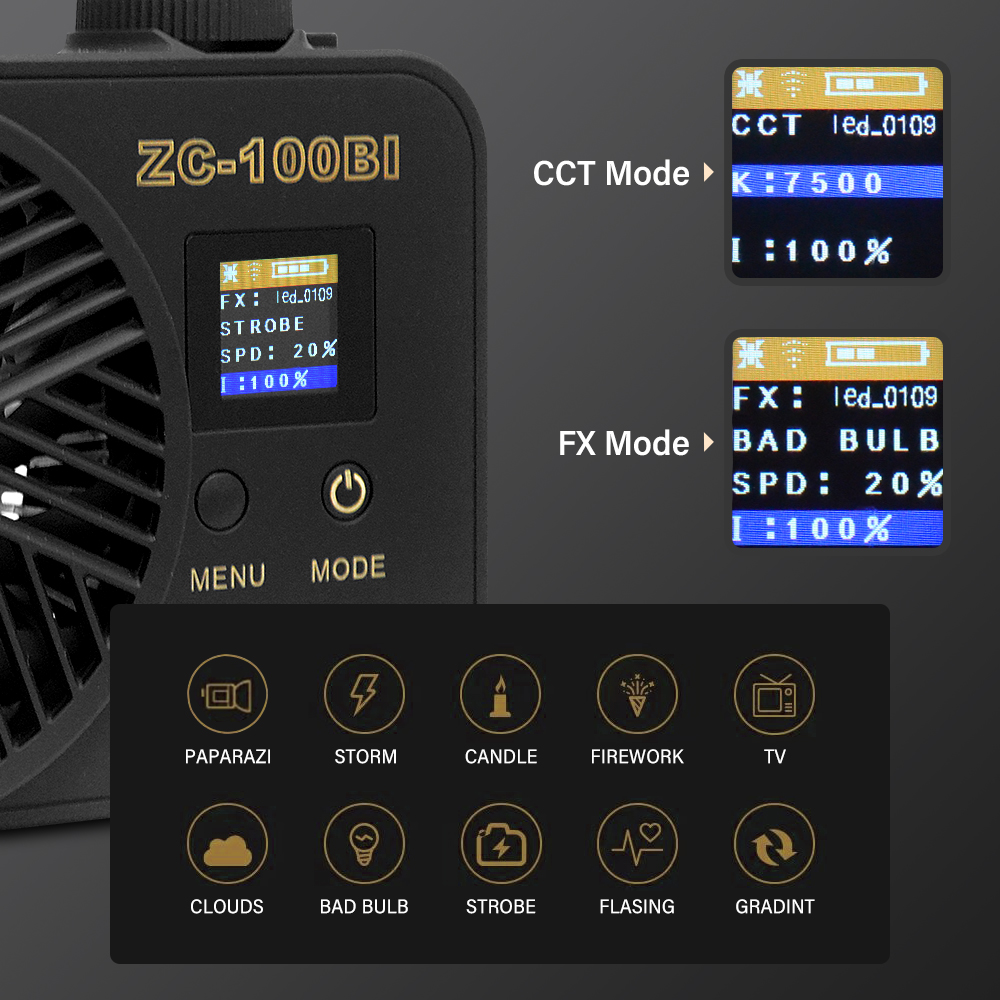 Литий-ионный аккумулятор типа 100w Cob Led Video Light Bi Color 2700k 7500k Камера с световым коробкой