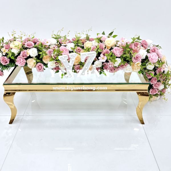 Romantic Rectangle Stainless Steel Frame with Mirror Glass Top Modern Design Wedding Event Coffee Table