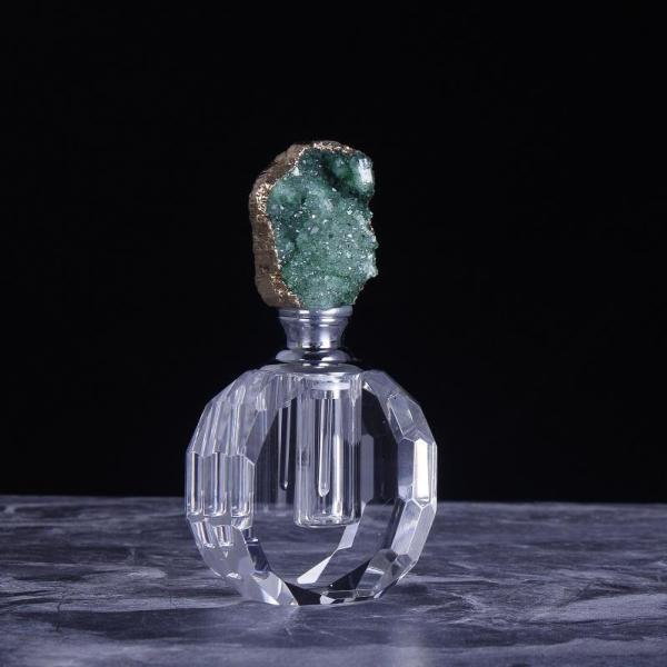 Wedding Gift Natural Crystal Round Agate Glass Perfume Oil Bottle Custom