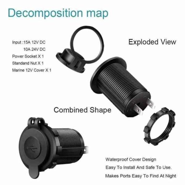 Innovative Dustproof Boat Cigarette Lighter Socket 12V 24V Car Cigarette Lighter Plug