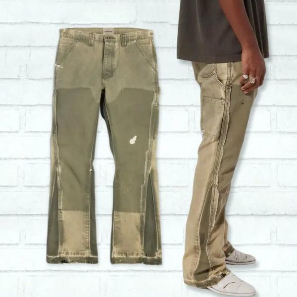                  Multi Pocket Cargo Trouser for Men Custom Hiking Work Pants Vintage Sportswear Knitted Washed Jeans             