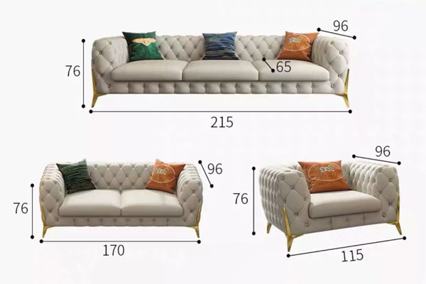 Sofa Set Living Room Furniture de cuero azul de lujo Eco durable amistoso