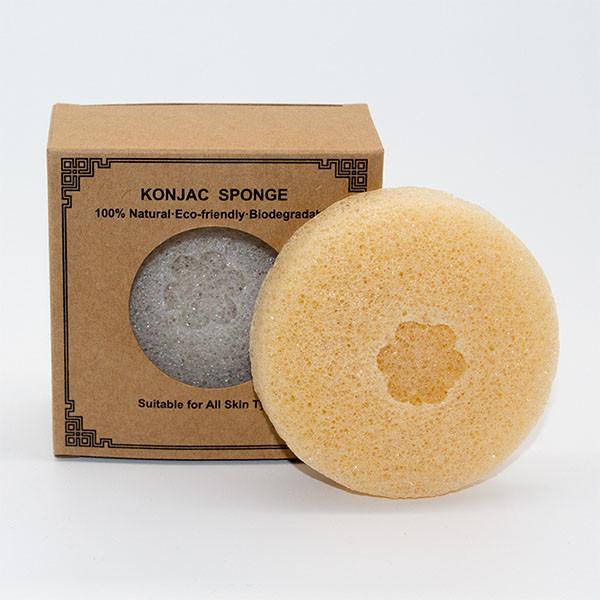 Esponja Konjac orgânica de limpeza ativada da fibra da marca própria da esponja da cara natural