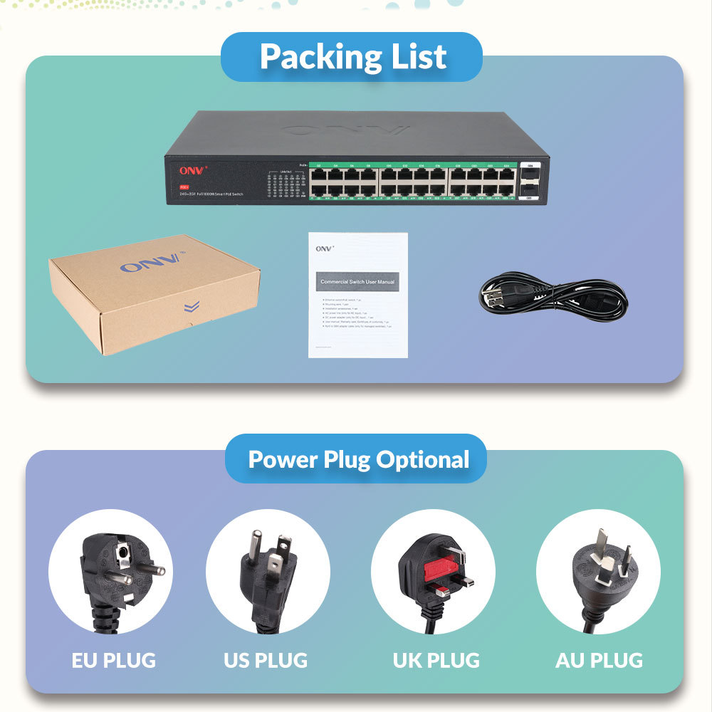 26 Port Gigabit PoE Switch With 30W PoE Per Port Gigabit Uplink SFP Ports