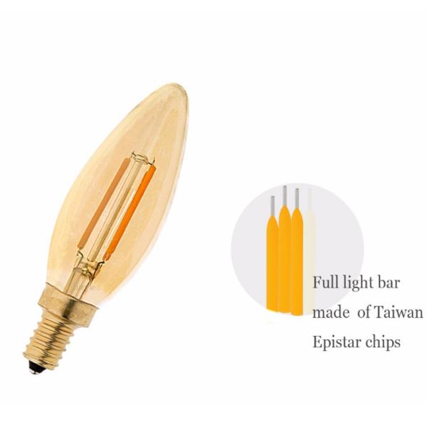 4W C35 Gold Tint 2200K E14 220V LED Filament Bulb amber led filament candelabra light bulb