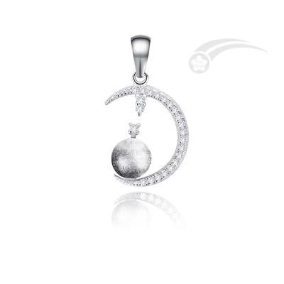 Moon Meteorite 925 Sterling Silver Pendant Romantic Mystery Jewelry