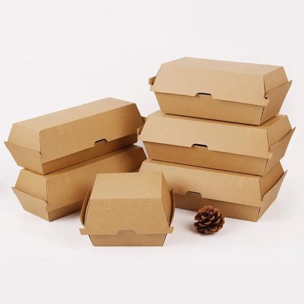 Custom Logo Square Folding Paper Burger Box Corrugated Burger Boxes
