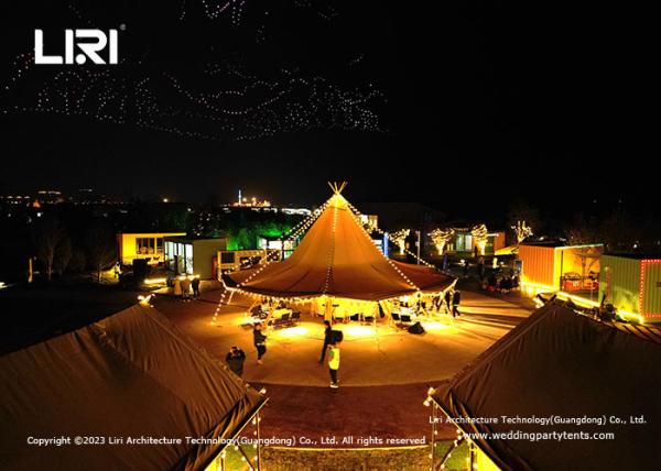 100 People Capacity  Tipi Glamping Tents With Sidewall For Outdoor Party