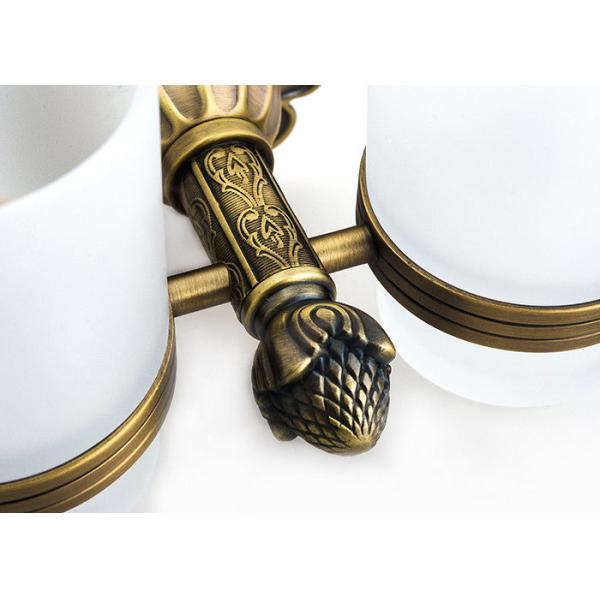 Antique Brass Bathroom Fittings Double Tumbler Holder Brass Material For Hotel