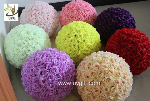 UVG FHY01 40cm Artificial Flower Ball with Silk Hydrangea and Rose for Wedding Decoration