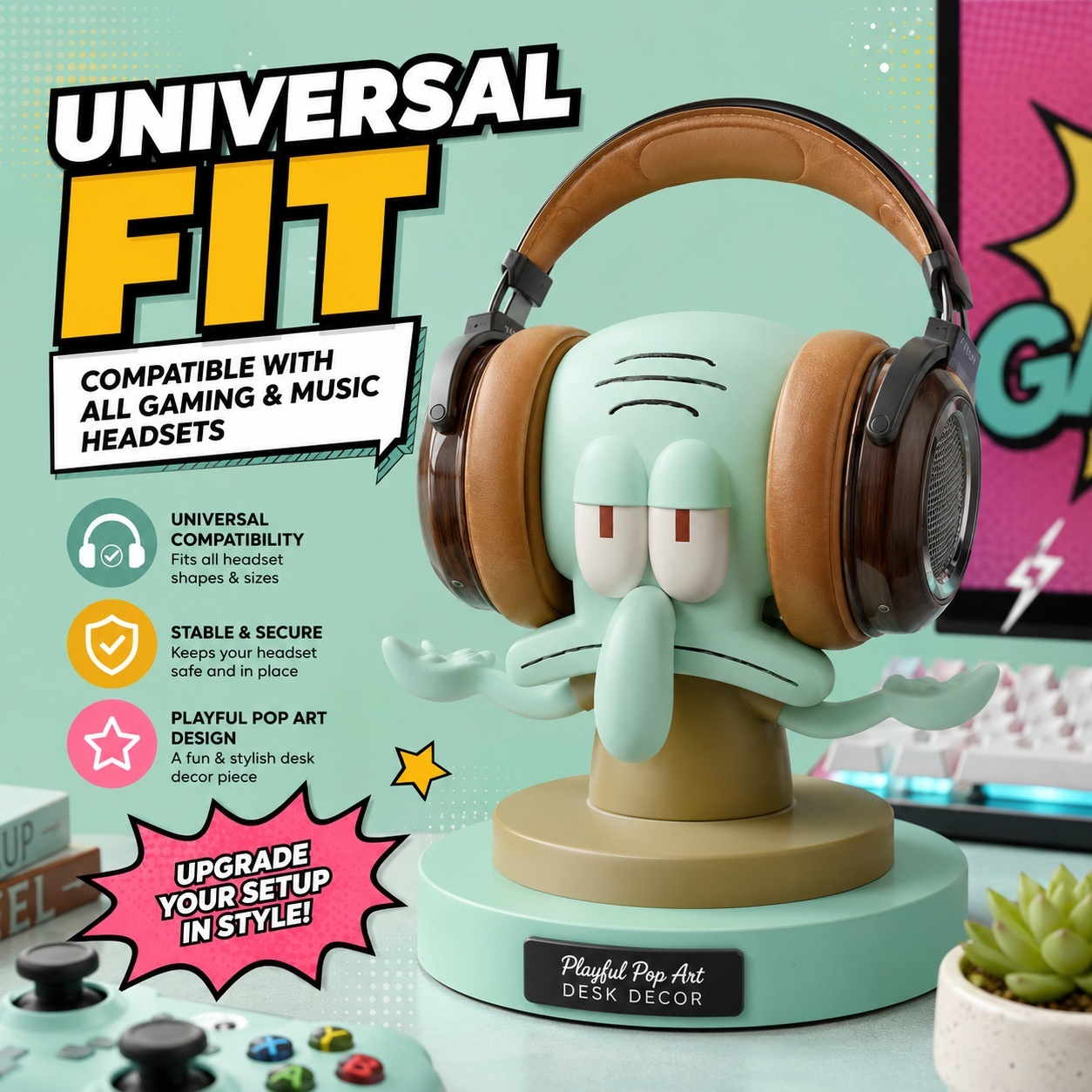 Anti Tip Order 3d Prints Stable Base Custom Tunable  Gaming Headphone Stand For Gaming