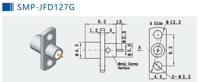 Stainless Steel SMP RF Connector Male Flange Mount Limited Detent 18GHz 50 Ohm